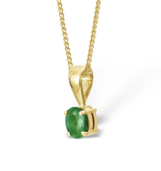 Emerald 5 x 4mm 18K Yellow Gold Pendant Necklace
